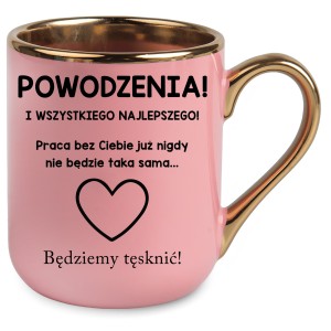 KUBEK różowy elegant NA POŻEGNANIE Z PRACY DLA KOLEGI KOLEŻANKI PREZENT