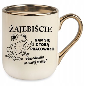 Kubek BEŻOWY elegant na Pożegnanie Odejście Koleżanki Kolegi Pracy śmieszny