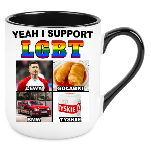 KUBEK ELEGANT YEAH I SUPPORT LGBT zabawny PREZENT na URODZINY ŚWIĘTA + OPAKOWANIE