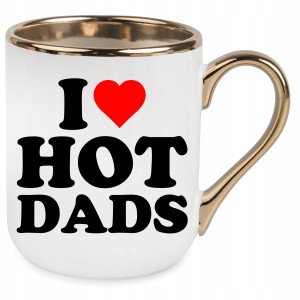 KUBEK ELEGANT ZŁOTY I LOVE HOT DADS PREZENT URODZINY ŚWIĘTA + OPAKOWANIE