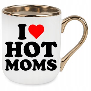 KUBEK ELEGANT ZŁOTY I LOVE HOT MOMS PREZENT URODZINY ŚWIĘTA + OPAKOWANIE