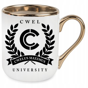 KUBEK ELEGANT ZŁOTY CWEL UNIVERSITY CWELUS PREZENT URODZINY ŚWIĘTA