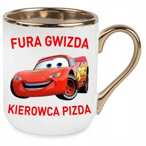 śmieszny KUBEK ELEGANT ZŁOTY FURA GWIZDA KIEROWCA PREZENT URODZINY ŚWIĘTA