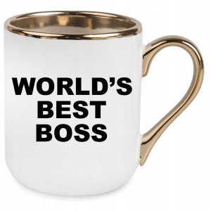 zabawny KUBEK ELEGANT ZŁOTY WORLD'S BEST BOSS PREZENT URODZINY ŚWIĘTA