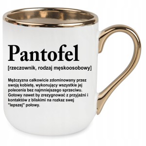 zabawny KUBEK ELEGANT ZŁOTY PANTOFEL PREZENT URODZINY ŚWIĘTA + OPAKOWANIE