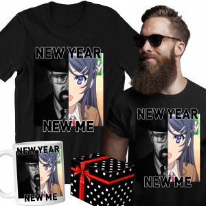 ZESTAW KOSZULKA KUBEK NEW YEAR NEW ME ZABAWNY PREZENT ŚWIĘTA +PUDEŁKO