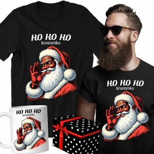 ZESTAW KOSZULKA KUBEK ZABAWNY PREZENT HOHOHO KRUSZYNKO NA ŚWIĘTA + PUDEŁKO