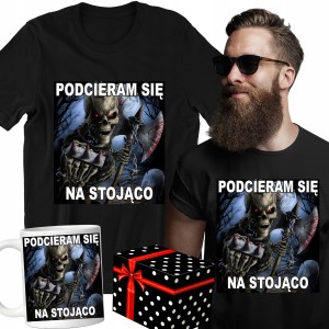 ZESTAW KOSZULKA KUBEK PODCIERAM SIĘ NA STOJĄCO PREZENT URODZINY + PUDEŁKO