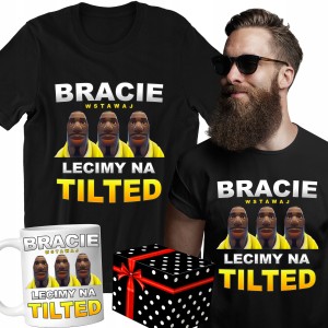 ZESTAW KOSZULKA KUBEK BRACIE WSTAWAJ ŚMIESZNY PREZENT dla KUMPLA + PUDEŁKO