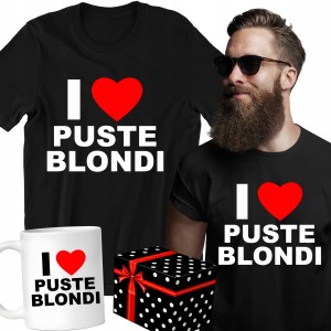 ZESTAW KOSZULKA KUBEK I LOVE PUSTE BLONDI PREZENT DLA KUMPLA +PUDEŁKO