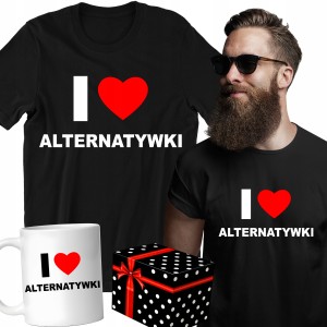 ZESTAW KOSZULKA KUBEK I LOVE ALTERNATYWKI śmieszny PREZENT ŚWIĘTA + PUDEŁKO