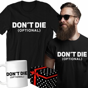 ZESTAW KOSZULKA KUBEK DONT DIE (optional) śmieszny PREZENT ŚWIĘTA + PUDEŁKO