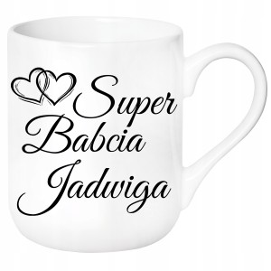 KUBEK Elegant na DZIEŃ BABCI SUPER BABCIA + IMIĘ PREZENT + OPAKOWANIE