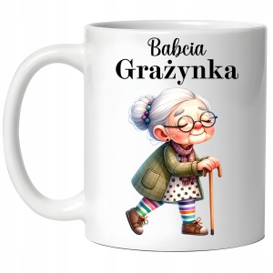 ŚMIESZNY KUBEK na DZIEŃ BABCI PREZENT URODZINY ŚWIĘTA + IMIĘ BABCI +PUDEŁKO