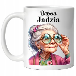 ŚMIESZNY KUBEK na DZIEŃ BABCI PREZENT URODZINY ŚWIĘTA + IMIĘ BABCI +PUDEŁKO