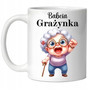ZABAWNY KUBEK na DZIEŃ BABCI PREZENT URODZINY ŚWIĘTA + IMIĘ BABCI + PUDEŁKO