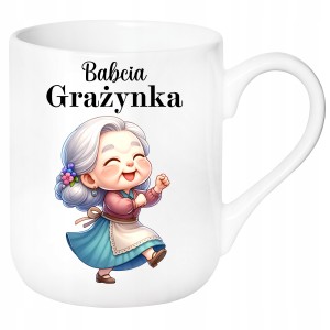ŚMIESZNY KUBEK ELEGANT na DZIEŃ BABCI PREZENT URODZINY+ IMIĘ BABCI +PUDEŁKO