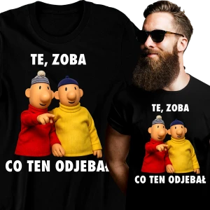 Śmieszna Koszulka męska Sąsiedzi "Te ZOBA CO TEN OD*EBAŁ" zabawny PREZENT na URODZINY ŚWIĘTA 