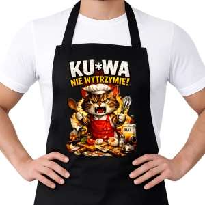 KU*WA NIE WYTRZYMIE ZABAWNY FARTUCH KUCHENNY UNISEX PREZENT GASTRONOMIA KOT