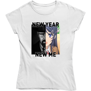 NEW YEAR NEW ME BREAKING BADxBunny Girl Senpai Zabawna damska KOSZULKA 