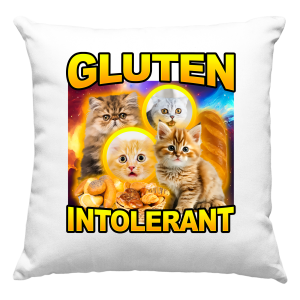 GLUTEN INTOLERANT Zabawna PODUSZKA + WYPEŁNIENIE 40x40cm na PREZENT