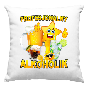 PROFESJONALNY ALKOHOLIK PODUSZKA + WYPEŁNIENIE 40x40cm PREZENT NA URODZINY ŚWIĘTA