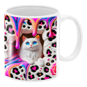 KUBEK KOT Z KOTEM DLA KOCIARY PIĘKNY KOLOROWY KUBEK "efekt 3D" na PREZENT