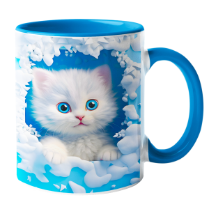 KUBEK KOT Z KOTEM DLA KOCIARY PIĘKNY KOLOROWY KUBEK "efekt 3D" na PREZENT