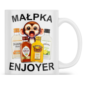 KUBEK MAŁPKA ENJOYER ZABAWNY ŚMIESZNY PREZENT URODZINY 330ml + OPAKOWANIE 