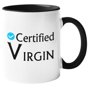 KUBEK CERTIFIED VIRGIN zabawny śmieszny PREZENT URODZINY 330ml + OPAKOWANIE