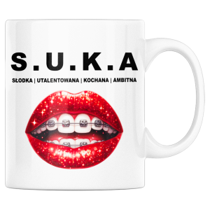 KUBEK SUKA śmieszny DLA KOLEŻANKI PRZYJACIÓŁKI Z BIURA 330ml +OPAKOWANIE