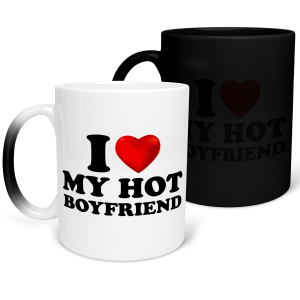 MAGICZNY KUBEK I LOVE MY HOT BOYFRIEND ZABAWNY PREZENT 330ml + OPAKOWANIE