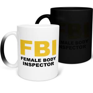 MAGICZNY KUBEK FBI ZABAWNY ŚMIESZNY PREZENT URODZINY 330ml + OPAKOWANIE