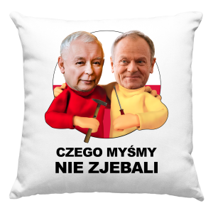 KACZYŃSKI x TUSK SĄSIEDZI CZEGO MYŚMY NIE ZJEBALI Zabawna PODUSZKA + WYPEŁNIENIE 40x40cm na PREZENT 