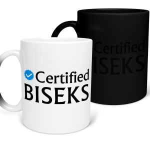 MAGICZNY KUBEK CERTIFIED BISEKS zabawny śmieszny PREZENT URODZINY 330ml + OPAKOWANIE