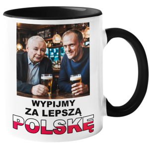 KUBEK KACZYŃSKI TUSK "Wypijmy za lepszą Polskę" PREZENT 330ml + OPAKOWANIE na URODZINY ŚWIĘTA