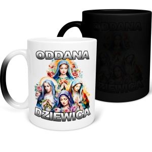 MAGICZNY KUBEK ODDANA DZIEWICA śmieszny zabawny PREZENT na URODZINY ŚWIĘTA 330ml + OPAKOWANIE 