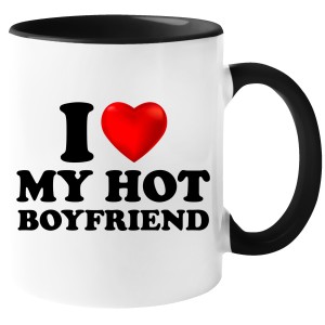 KUBEK I LOVE MY HOT BOYFRIEND PREZENT URODZINY ŚWIĘTA 330ml + OPAKOWANIE