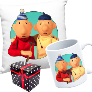 ZABAWNY śmieszny ZESTAW PREZENT ŚWIĘTA PODUSZKA + KUBEK SĄSIEDZI + PUDEŁKO