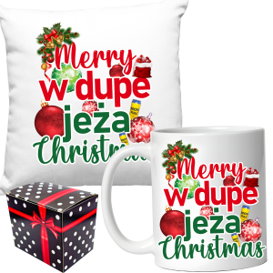 zestaw ŚWIĄTECZNY na PREZENT zabawna PODUSZKA + KUBEK KIEPSCY BOCZEK POLSKA