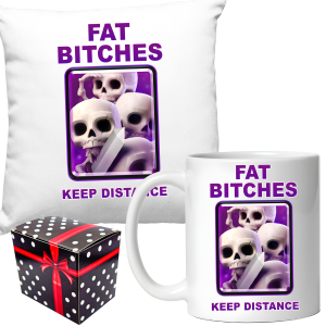 ZABAWNY ZESTAW PREZENT ŚWIĘTA PODUSZKA + KUBEK FAT BITCHES CLASH ROYALE