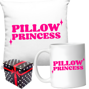 ZABAWNY ZESTAW PREZENT ŚWIĘTA PODUSZKA + KUBEK PILLOW PRINCESS + PUDEŁKO