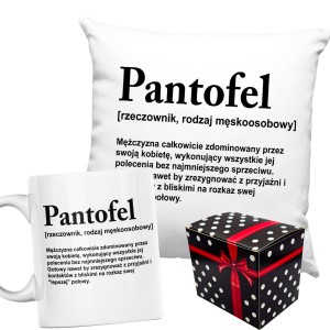 zabawny ZESTAW NA PREZENT PODUSZKA + KUBEK PANTOFEL dla PANA MŁODEGO POLSKA
