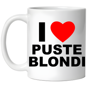 KUBEK I LOVE PUSTE BLONDI śmieszny PREZENT URODZINY 330ml + OPAKOWANIE