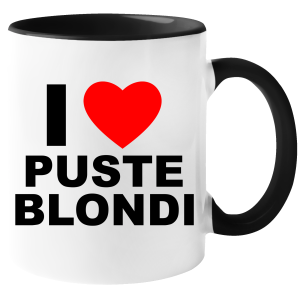 KUBEK I LOVE PUSTE BLONDI śmieszny PREZENT URODZINY 330ml + OPAKOWANIE