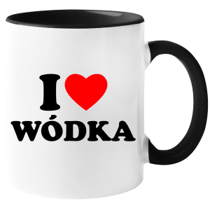 KUBEK I LOVE WÓDKA śmieszny PREZENT URODZINY 330ml + OPAKOWANIE