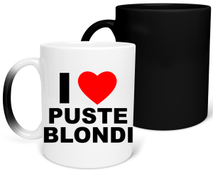MAGICZNY KUBEK I LOVE PUSTE BLONDI śmieszny PREZENT URODZINY 330ml