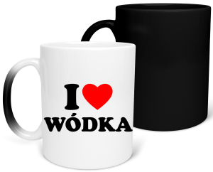 MAGICZNY KUBEK I LOVE WÓDKA śmieszny PREZENT URODZINY 330ml + OPAKOWANIE