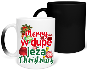 MAGICZNY KUBEK świąteczny W DUPE JEŻA PAN BOCZEK śmieszny PREZENT 330ml