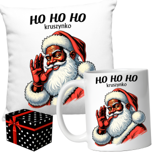 ZABAWNY ZESTAW ŚWIĄTECZNY HO HO HO KRUSZYNKO PODUSZKA + KUBEK POLSKA